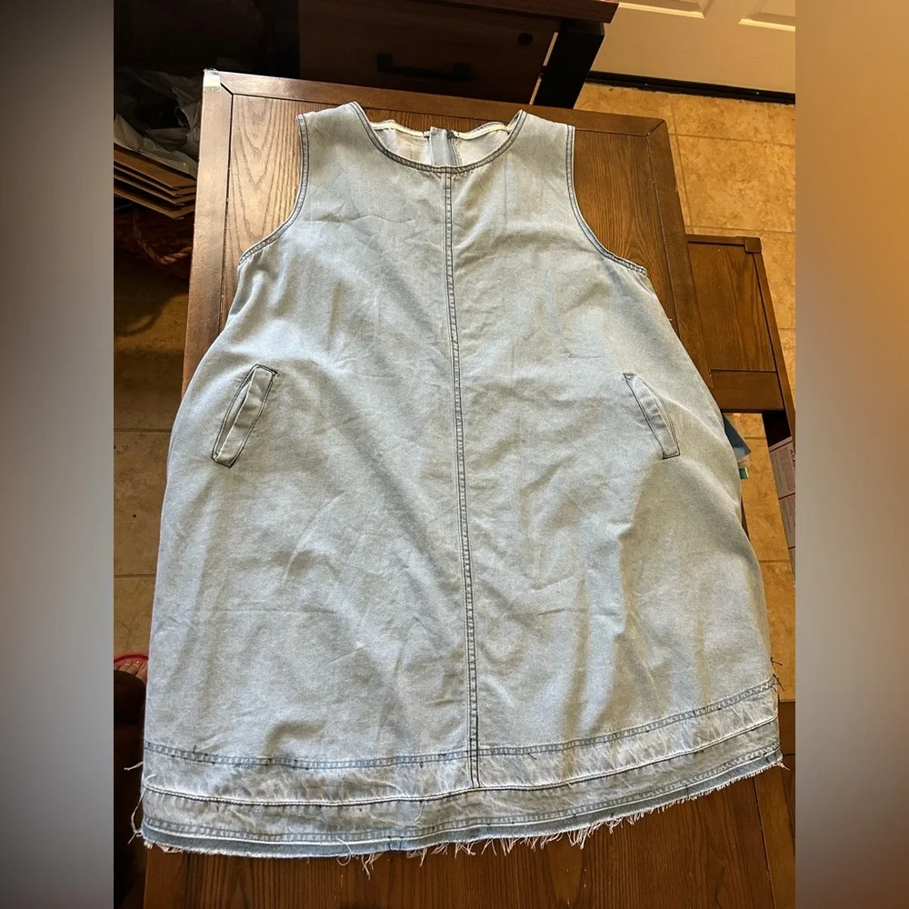 Light Blue Denim Back Cutout Mini Swing Dress - Picture 7 of 9